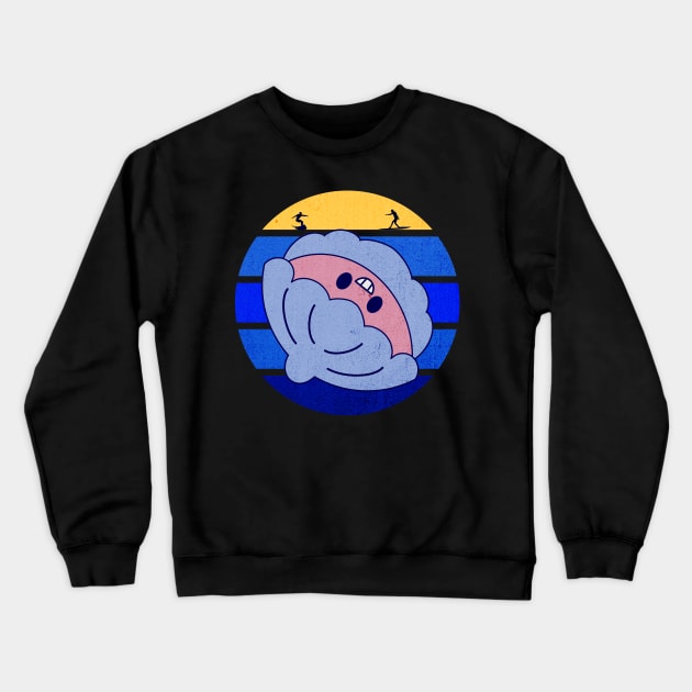 Vintage Sun Kawaii Cute Smiley Shellfish Crewneck Sweatshirt by vystudio